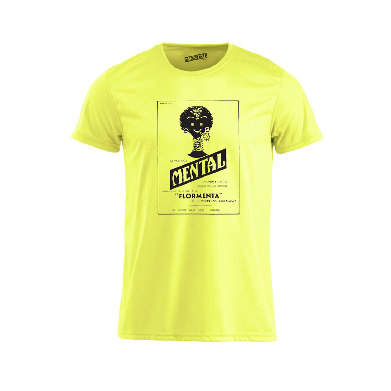 T-Shirt neon yellow Vintage Mental - size M - T-shirt