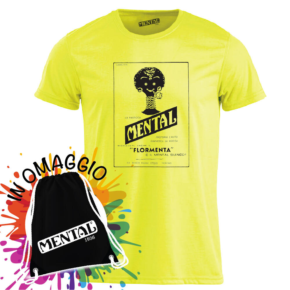 T-shirt giallo fluo Mental Vintage - taglia XL - T-shirt