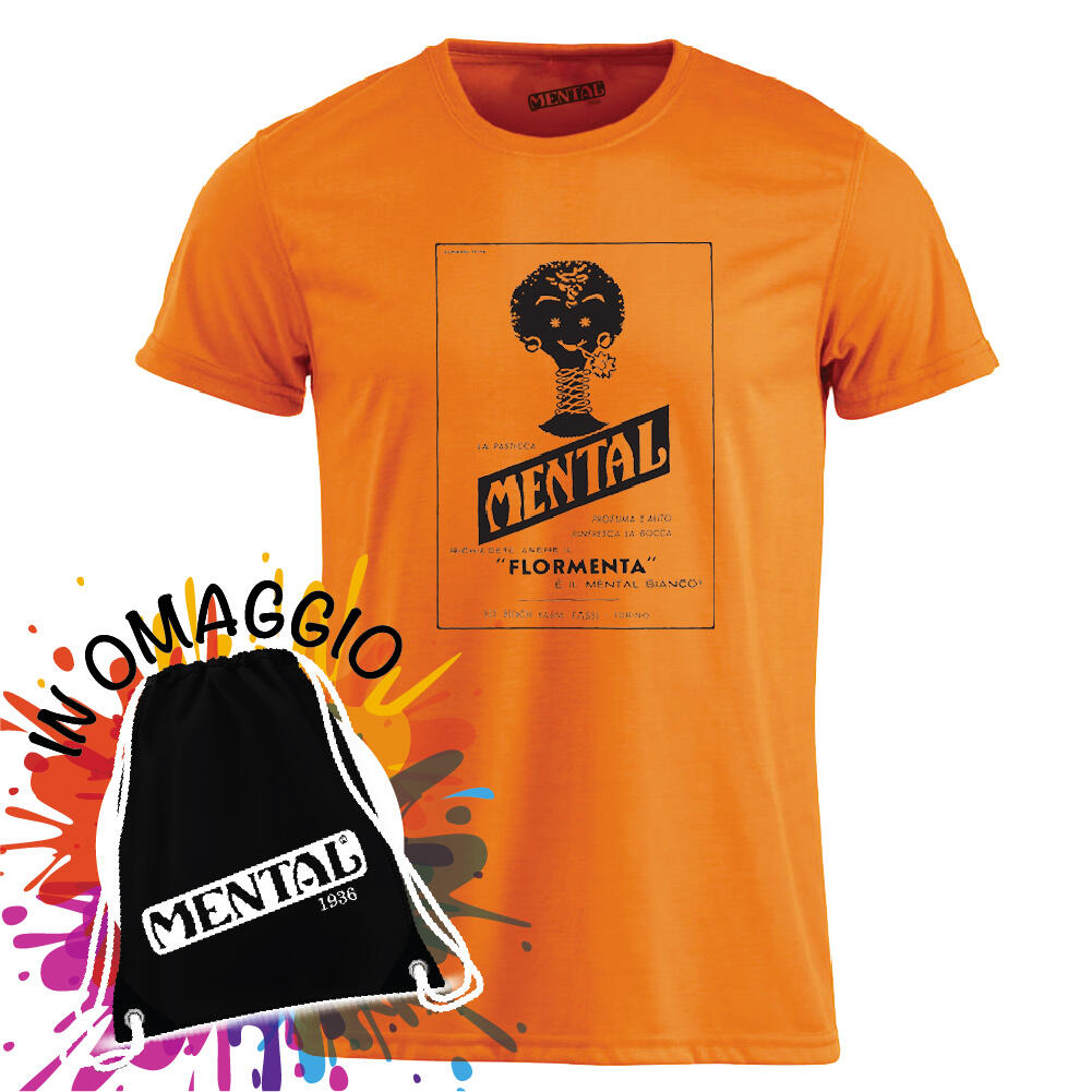 T-shirt orange Vintage Mental - size S - T-shirt